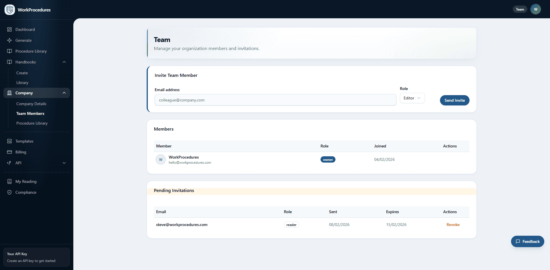 Invite your team and collaborate on procedures